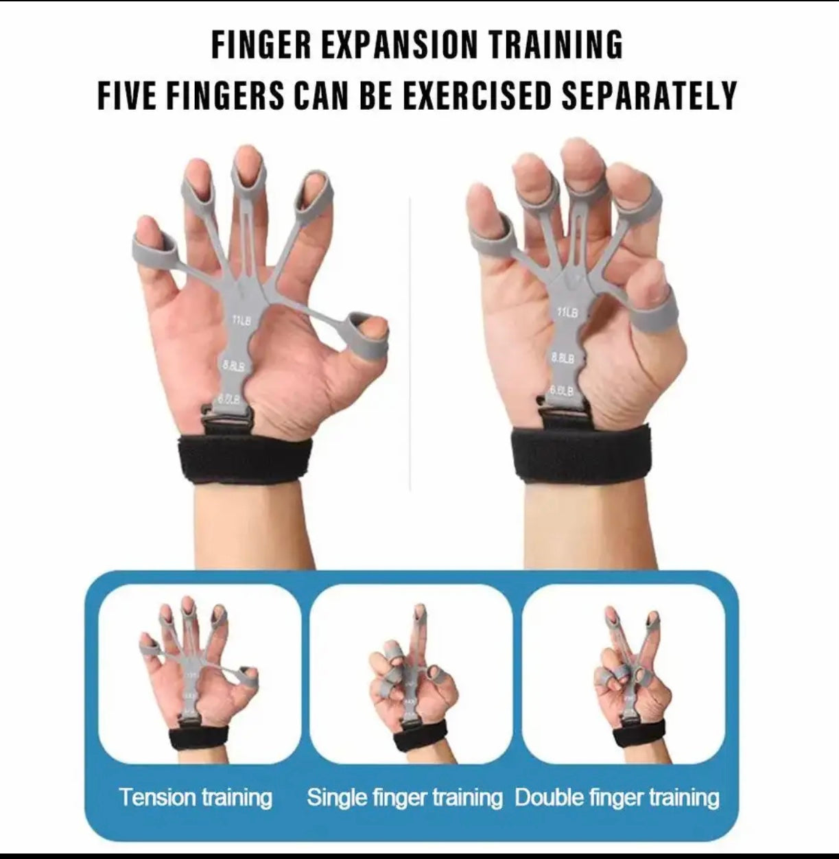 Hand Grip 5 Finger Exerciser Strength Trainning Power Forearm Rehabilitation Silicone Trainer Adjustable