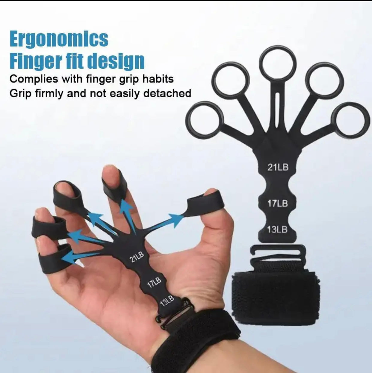 Hand Grip 5 Finger Exerciser Strength Trainning Power Forearm Rehabilitation Silicone Trainer Adjustable