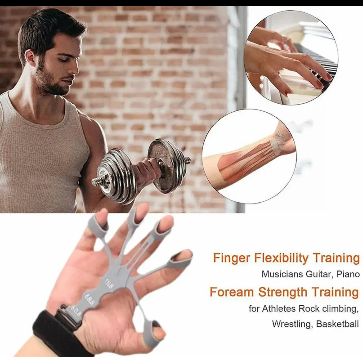 Hand Grip 5 Finger Exerciser Strength Trainning Power Forearm Rehabilitation Silicone Trainer Adjustable